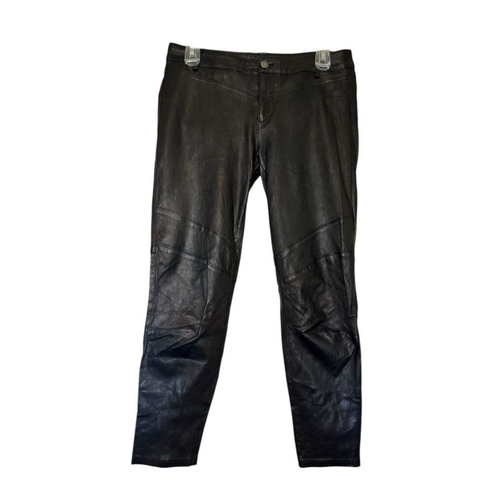 GAP woman's size 4 100% genuine lamb leather black ankle zip pants